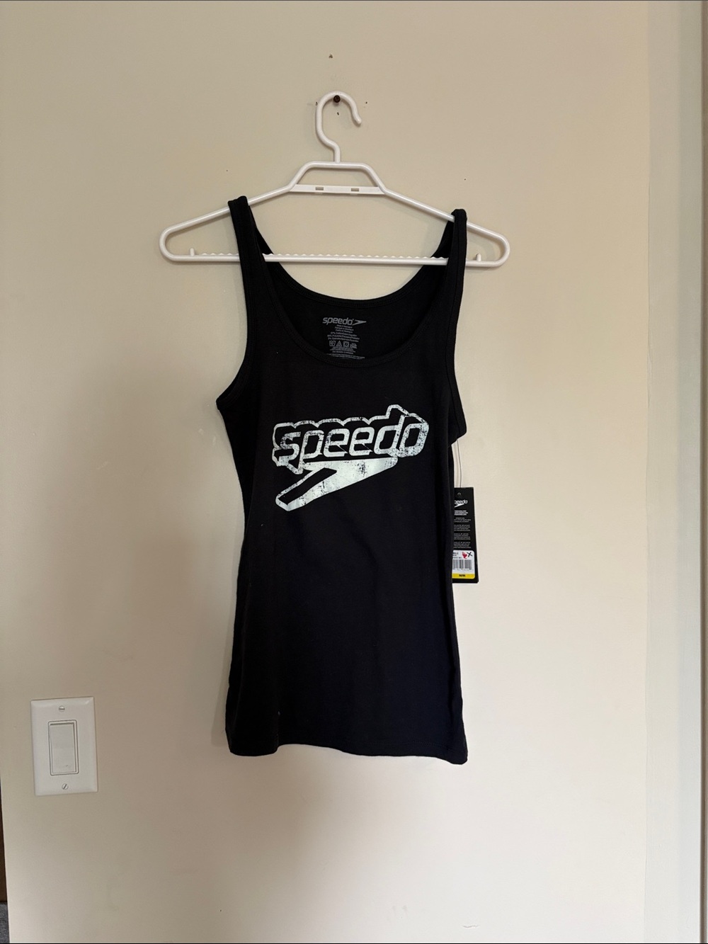 Speedo Black Tank with Silver Logo NWT
